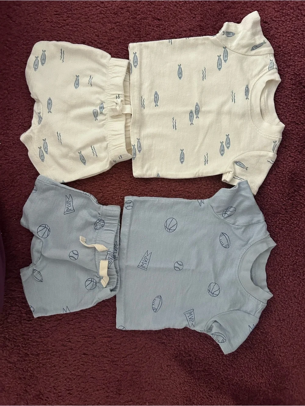 Babies Two-Piece Playset in Cream and Light Blue